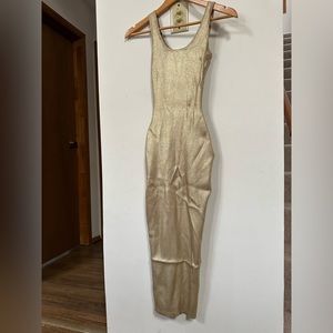 SHIMMERY GOLD SUPER STRETCHY BODYCON DRESS